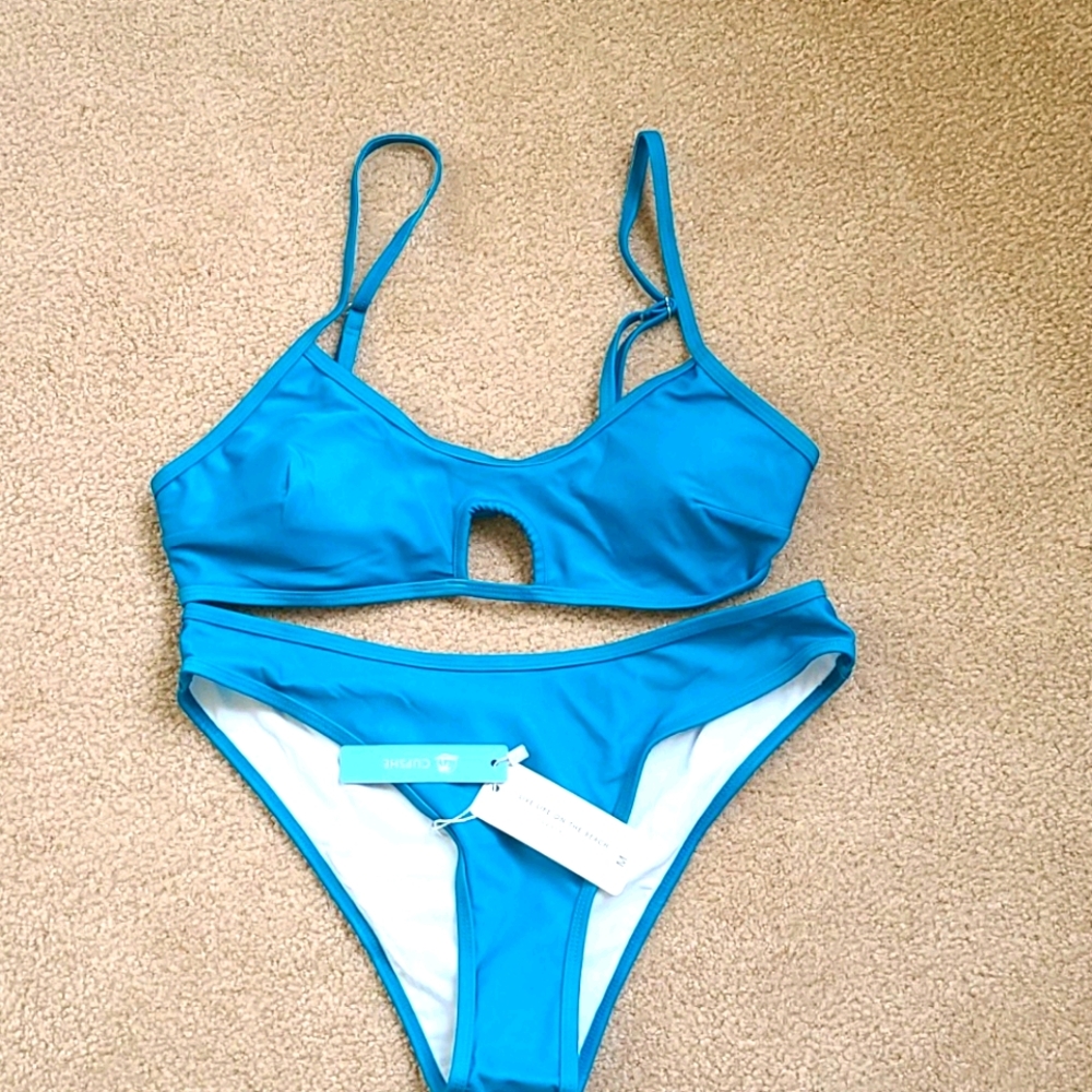 Teal peep whole bikini.